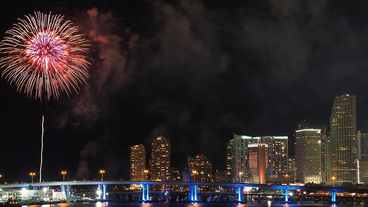 Fireworks over Biscayne Bay