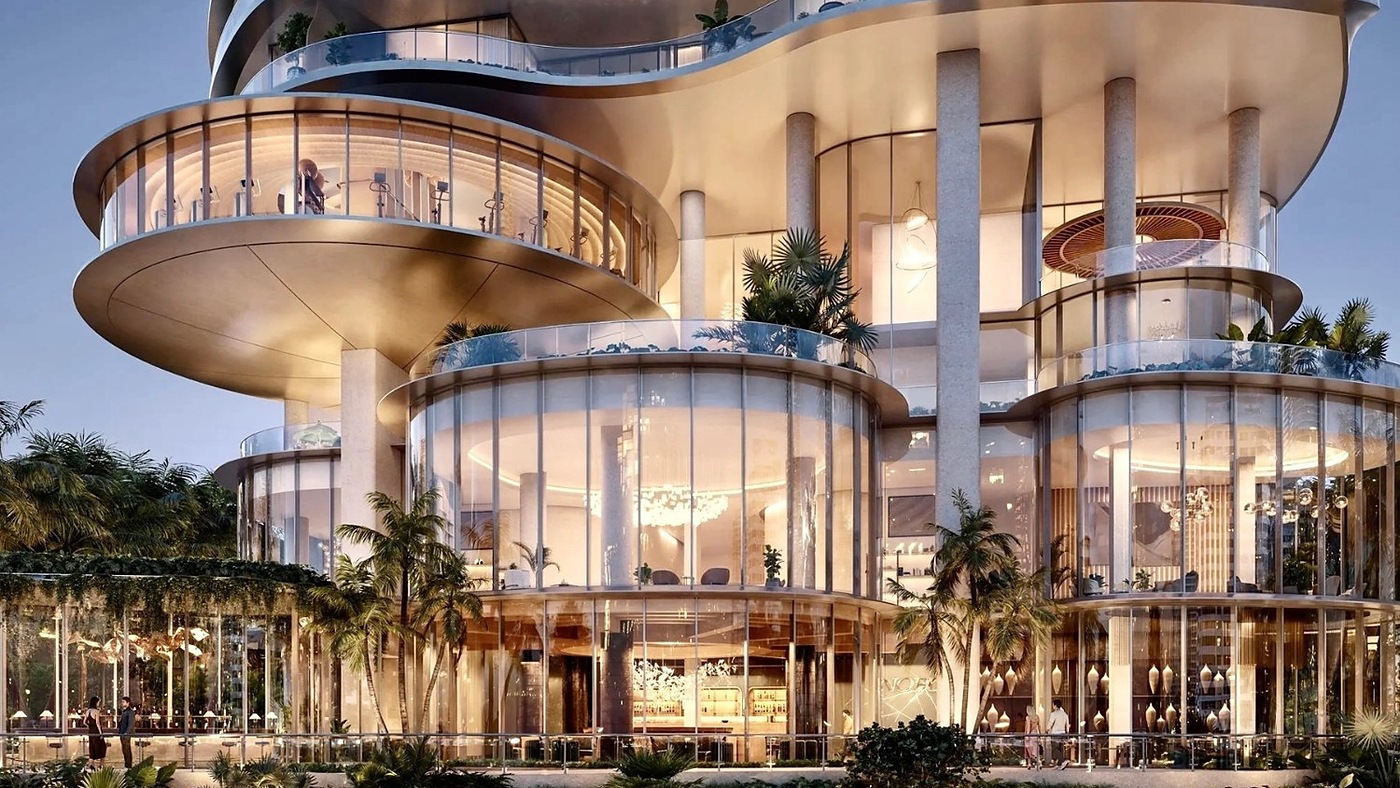Rendering of the 619 Brickell by Nobu tower on the Miami skyline